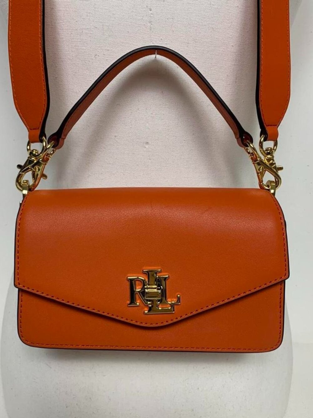 Orange Lauren Ralph Lauren Small Tayler Convertible Crossbody
